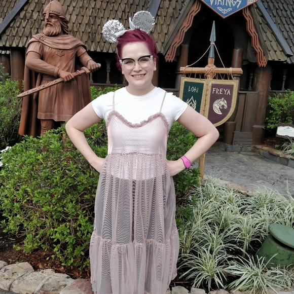 Sheer Pink Shimmer Abound Blouse Dress Medium - Picture 4 of 5